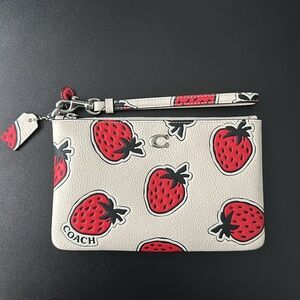 Coach Wristlet with Strawberry Print and Silver Hardware 🍓